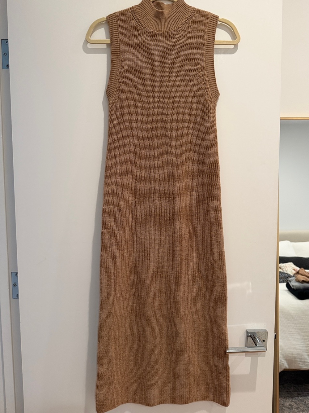 Babaton Sleeveless Midi Knit Dress in Camel Brown